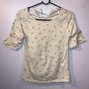 LC Lauren Conrad Womens Lemons Stripe Green Yellow XS Petites Stripes Womens PXS